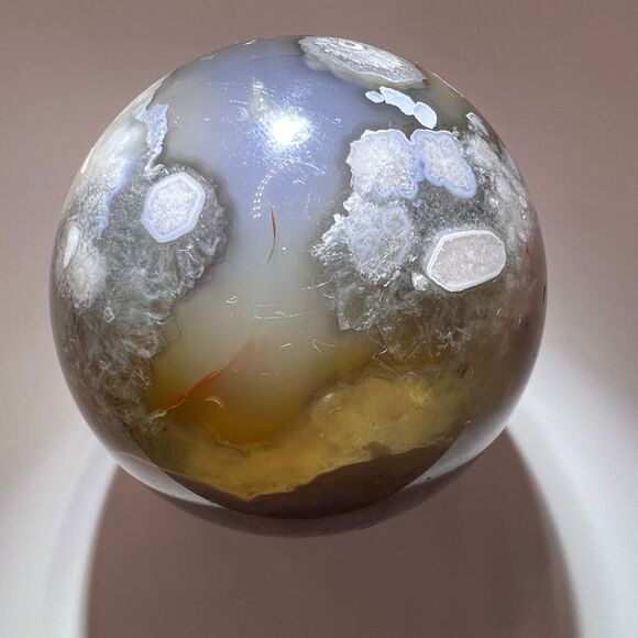 Black Flower Agate Sphere (2) - Picture 5 of 14